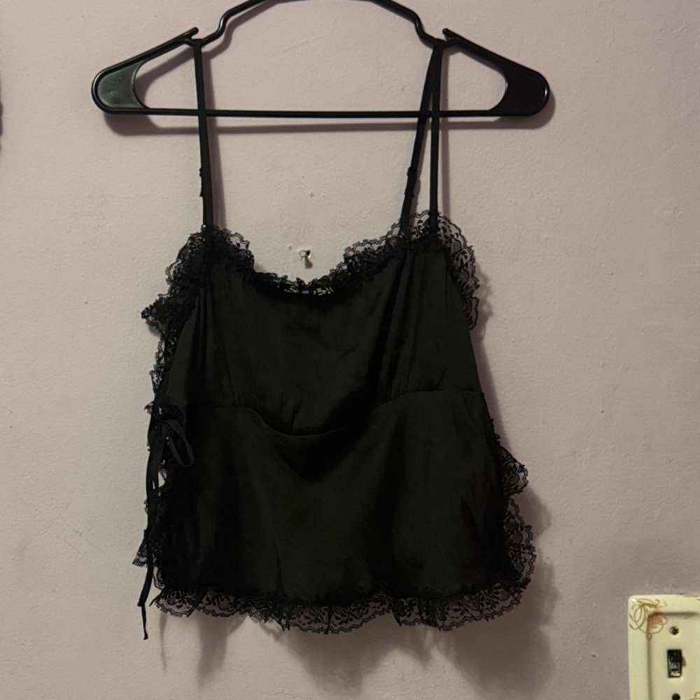 NWT American Eagle Outfitters Black Lace-Trim Cami